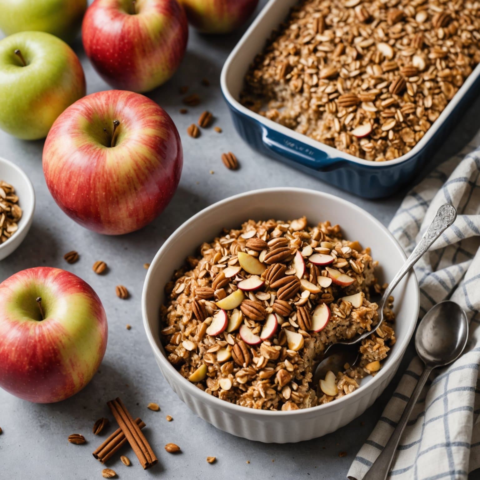 Sunn eple- og krydret havregrøt bakt i ovnen