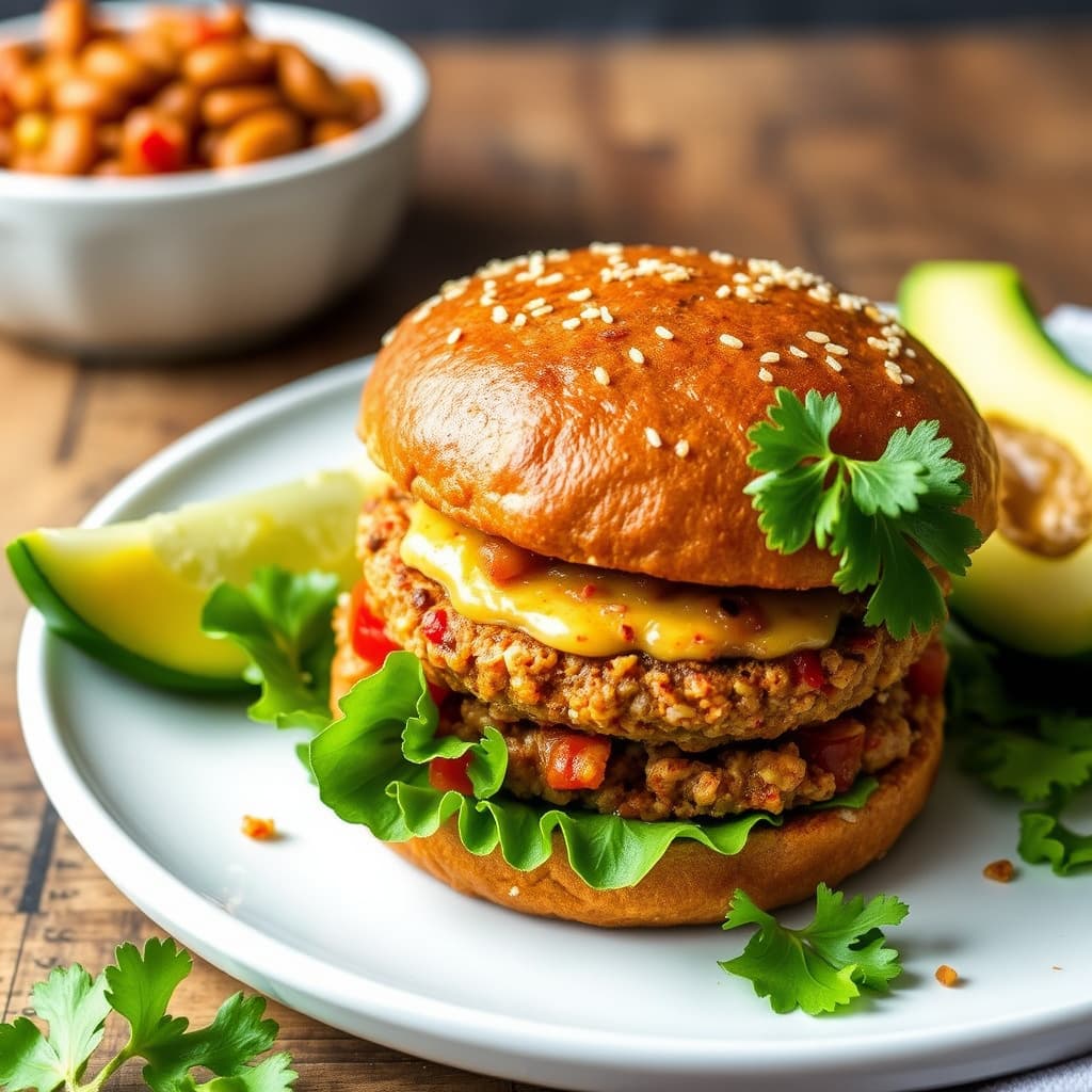 Sunne chili- og bønneburgere med bulgur
