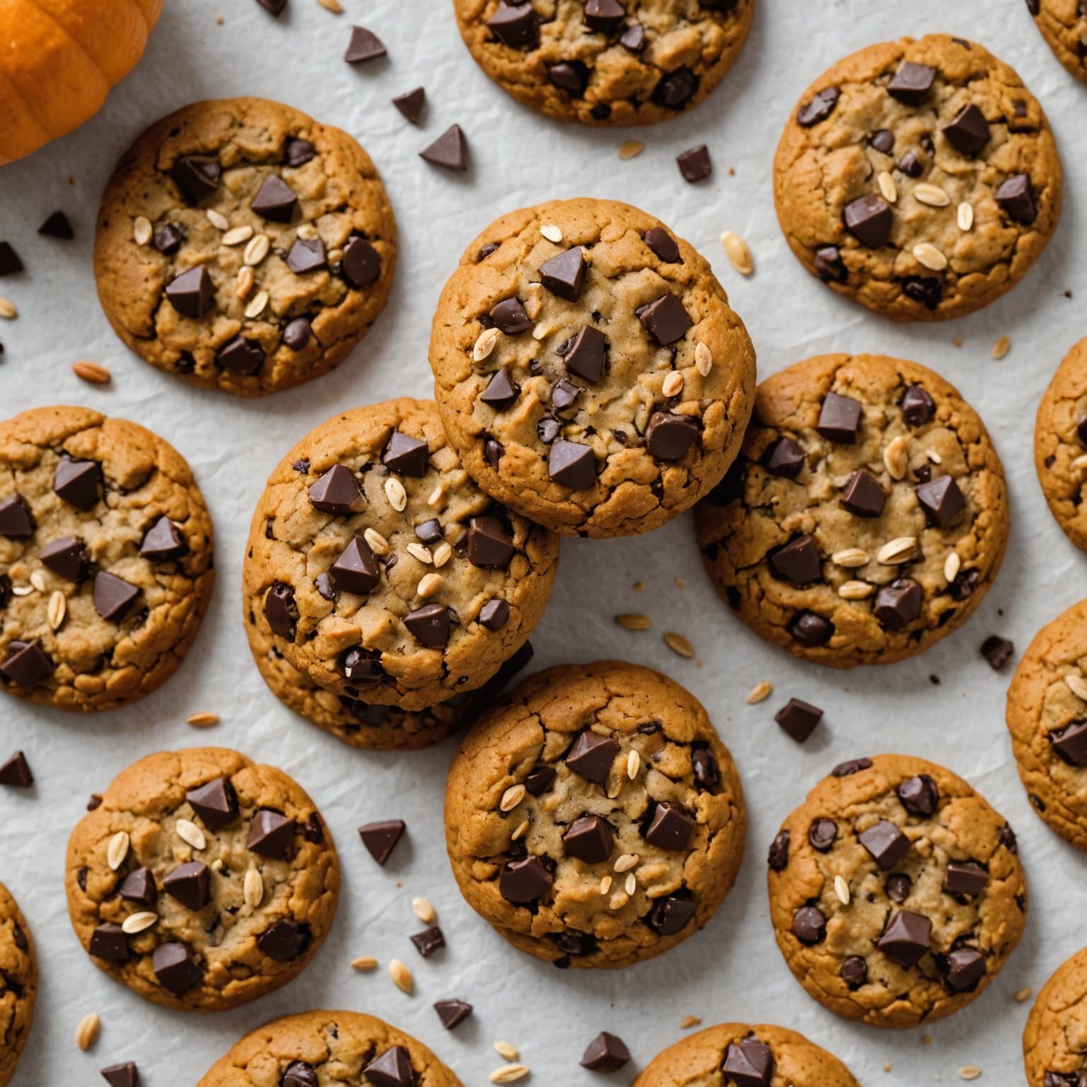 Sunne veganske gresskar-havre-sjokoladekjeks