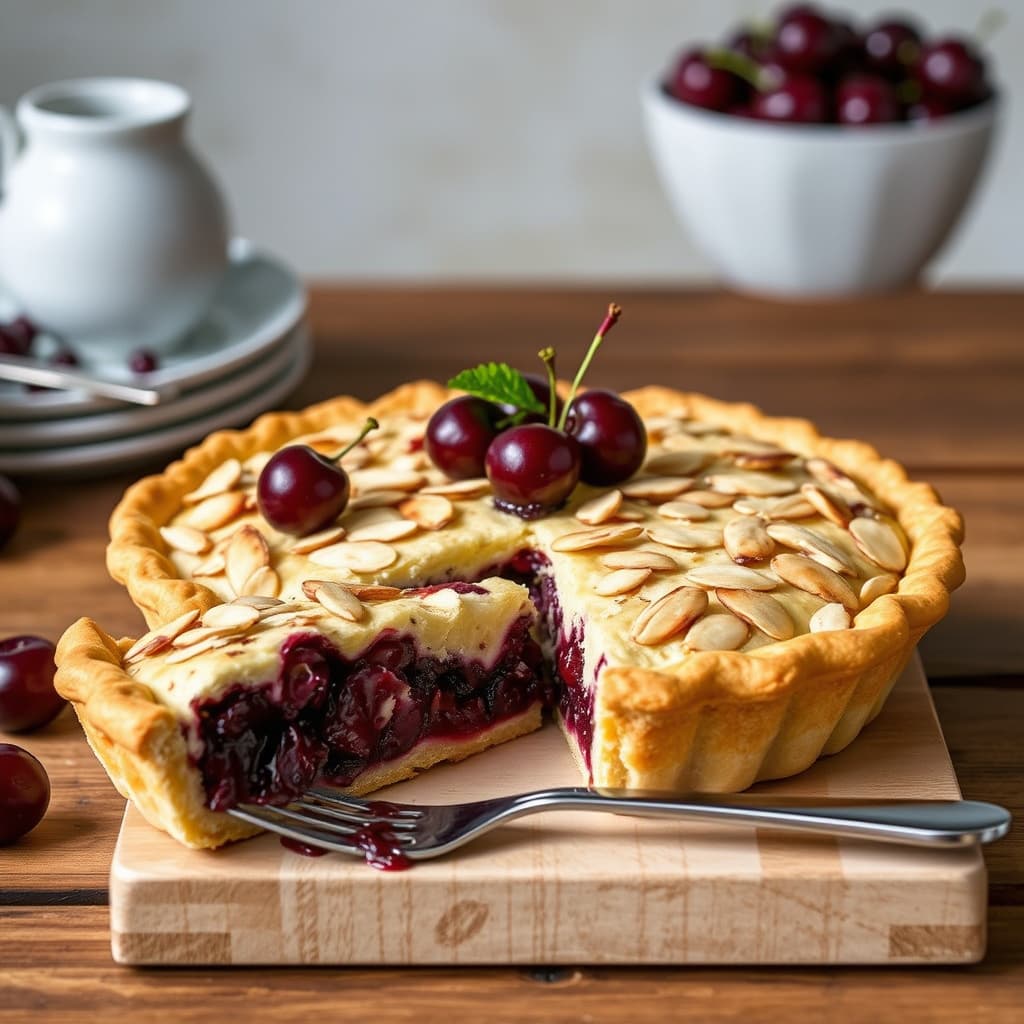 Surt kirsebær- og mandelpai