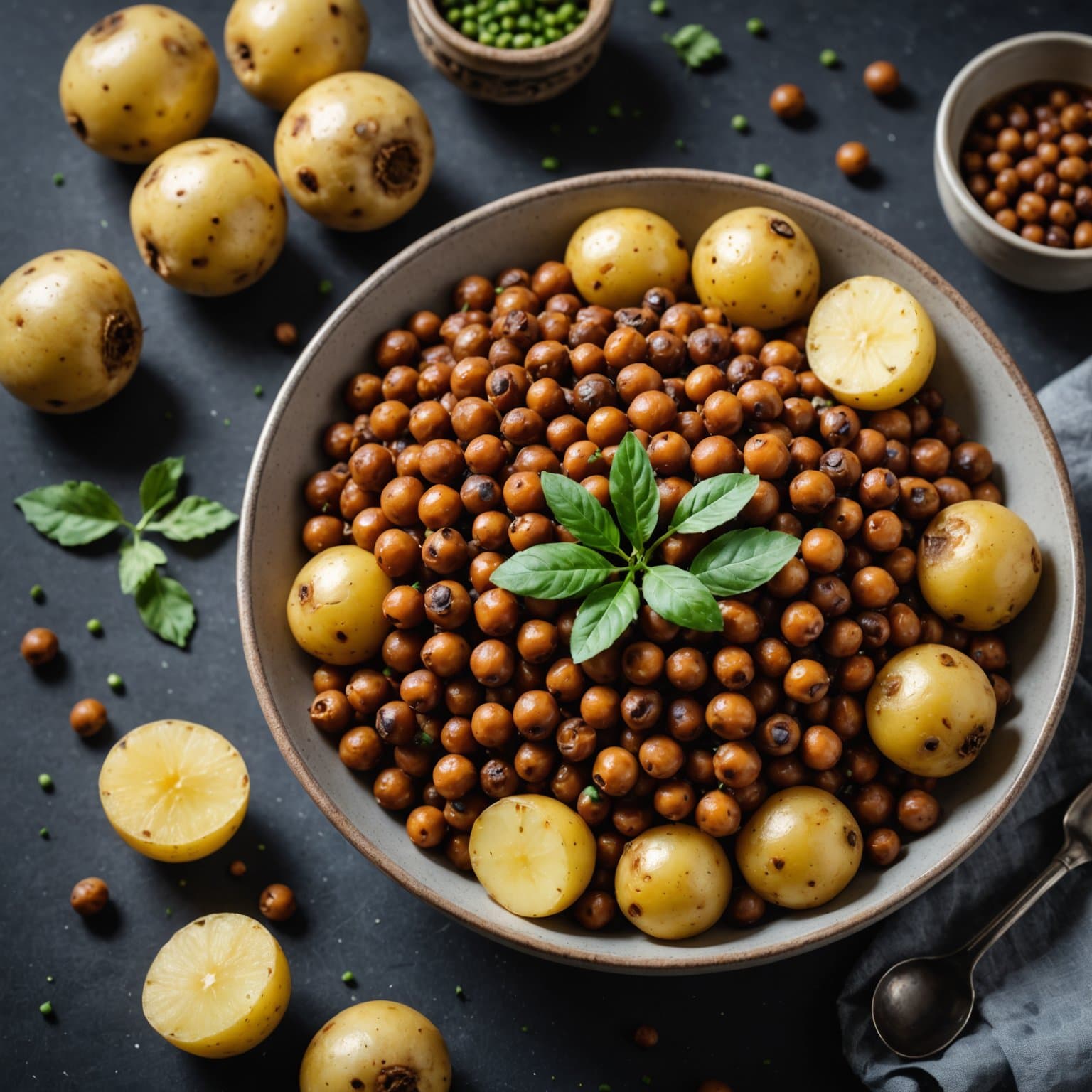 Svart kikerter med potet