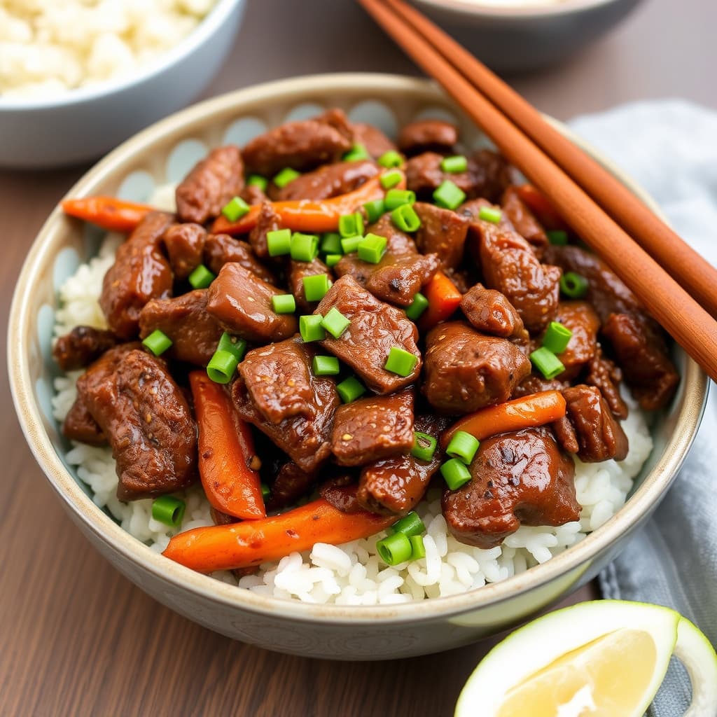 Svart pepper biff og wokstekt grønnsaker