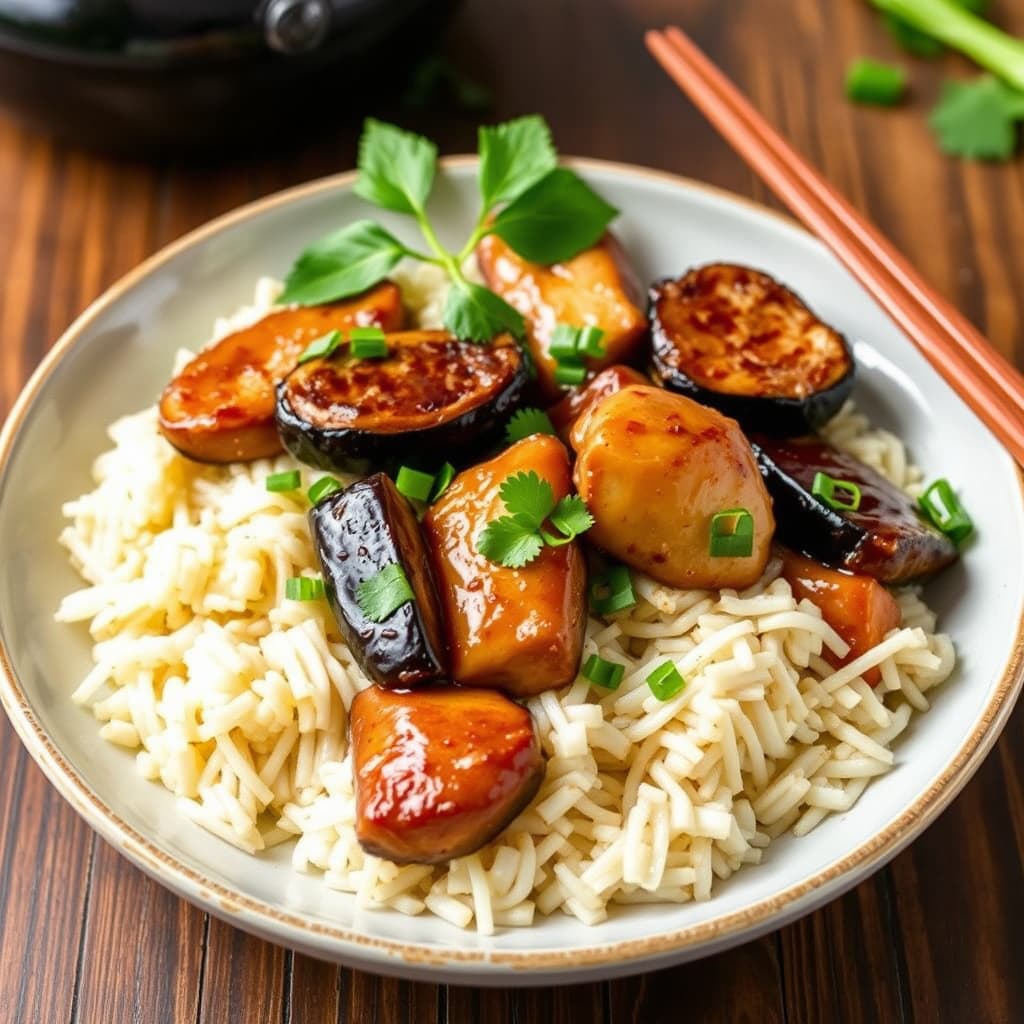 Svart te-kylling med aubergine