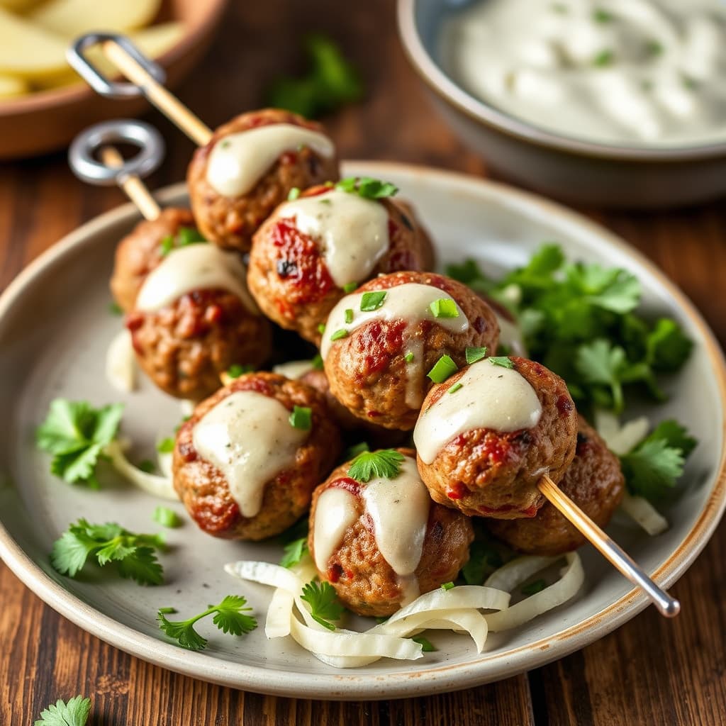 Svenske kjøttboller på spyd