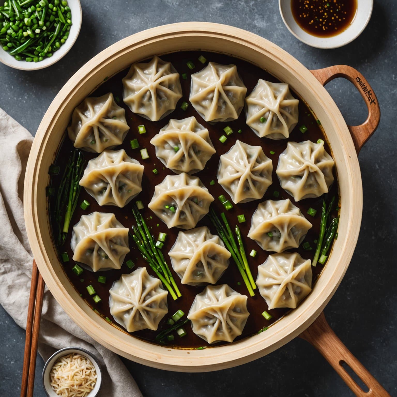 Svine- og gressløkdumplings