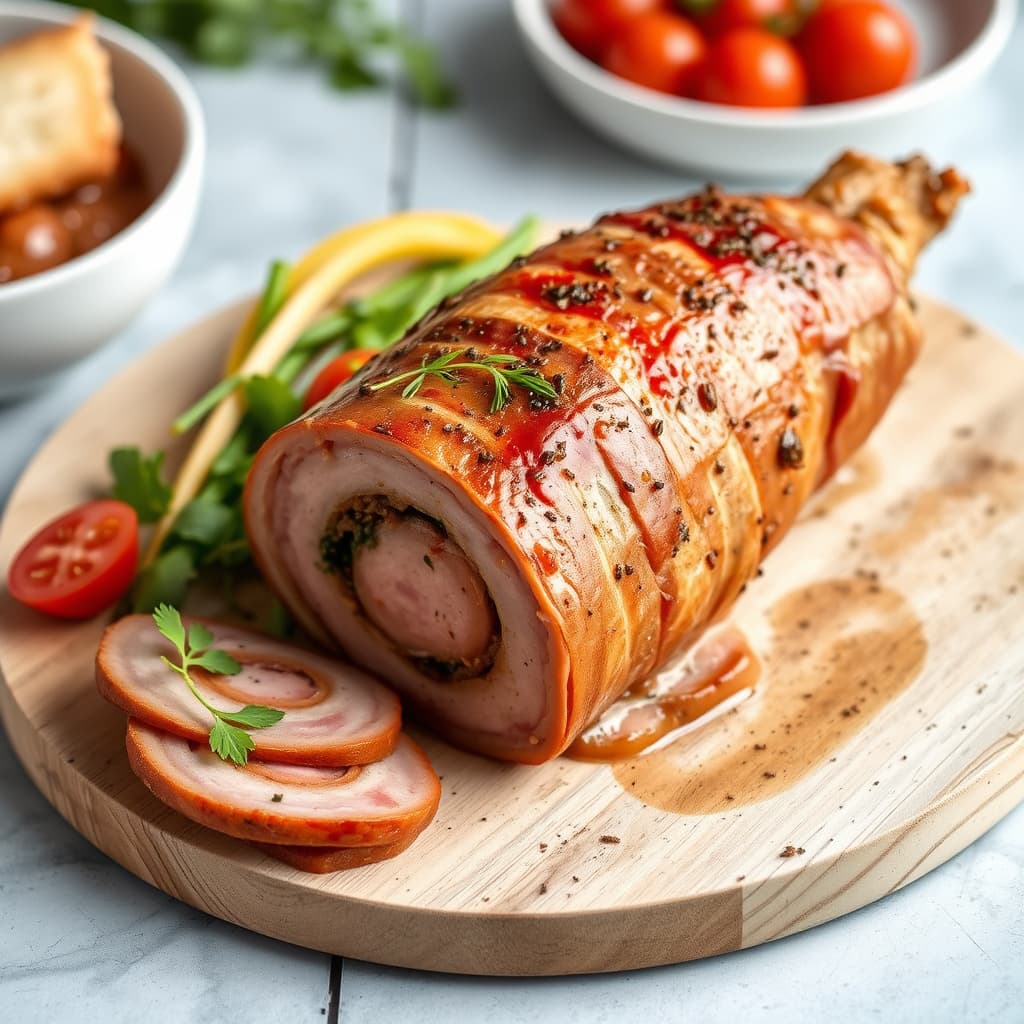 Svinefilet fylt med mortadella