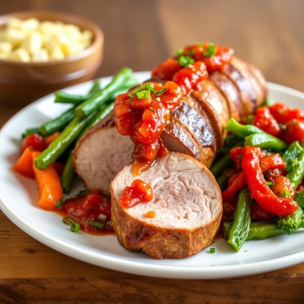 Svinefilet med paprika-marmelade