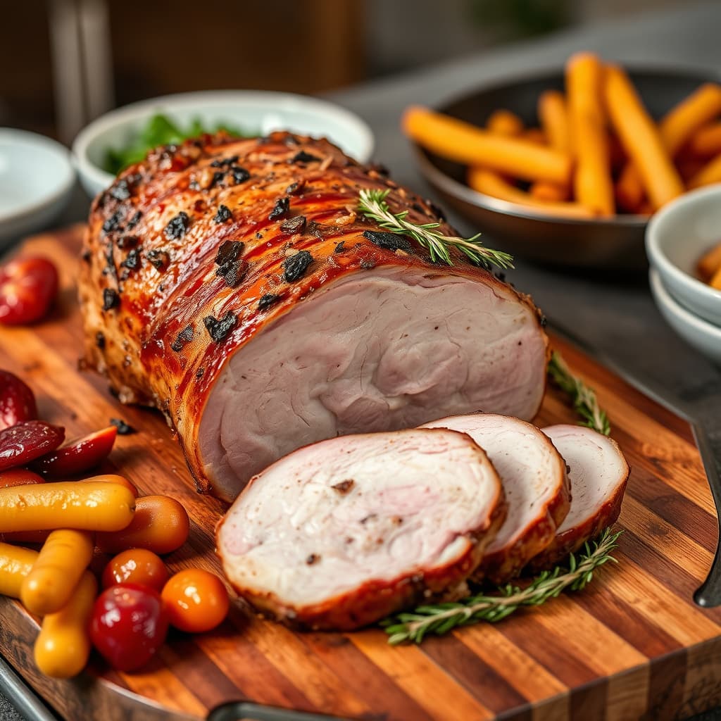 Svinefilet med steking ved utskjæringsstasjonen