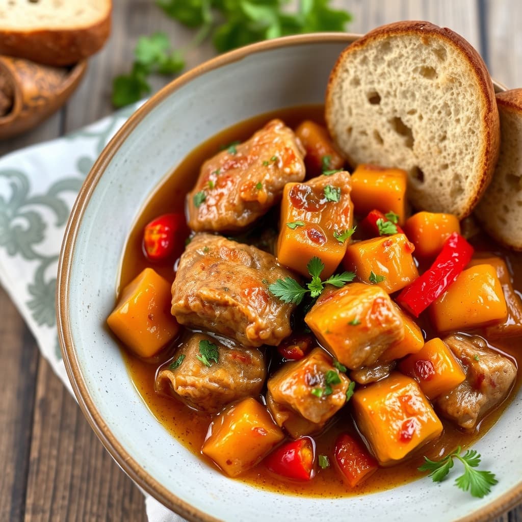 Svinegryte med søte og sterke paprikaer fra Abruzzo