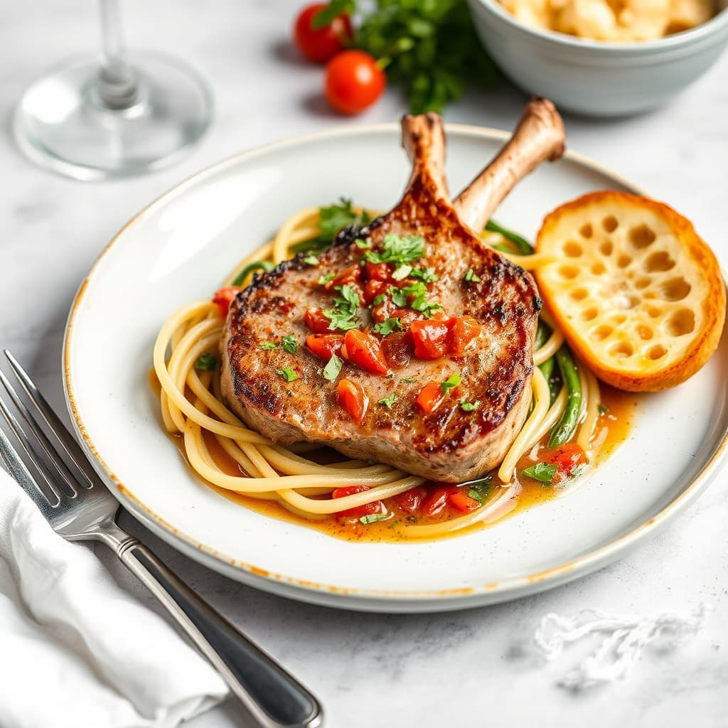 Svinekam med capricciosa-stil (Milanese av kalvekjøtt)