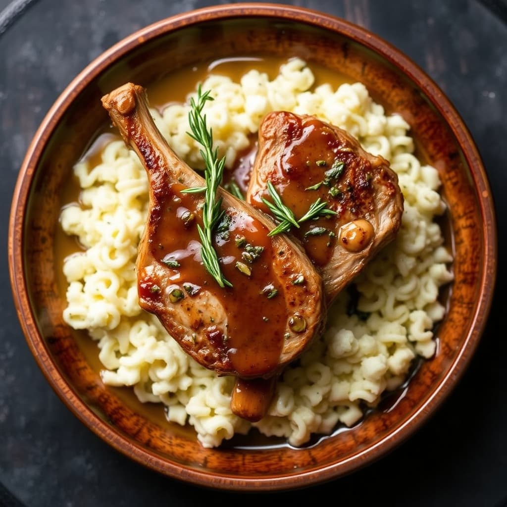 Svinekam med rosmarin- og eddiksaus