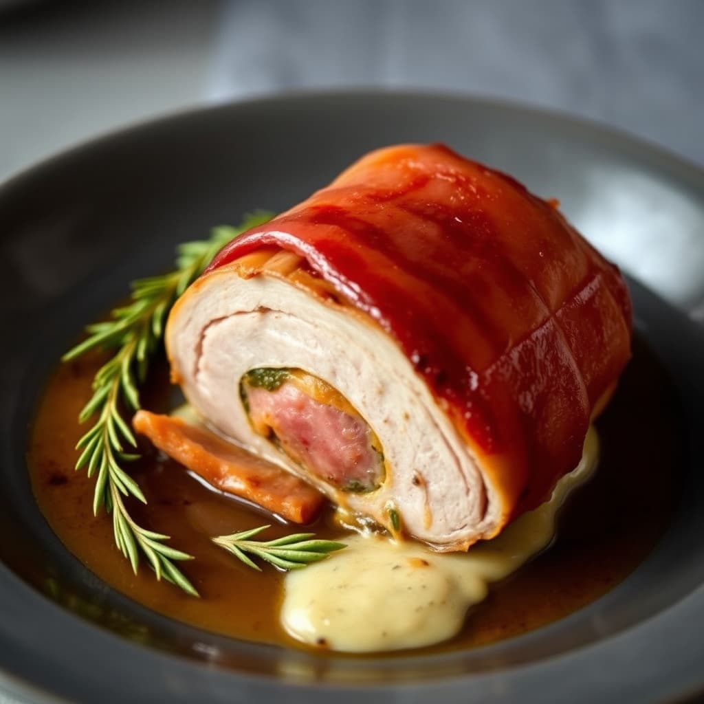 Svinekjøtt innpakket i salvie og prosciutto