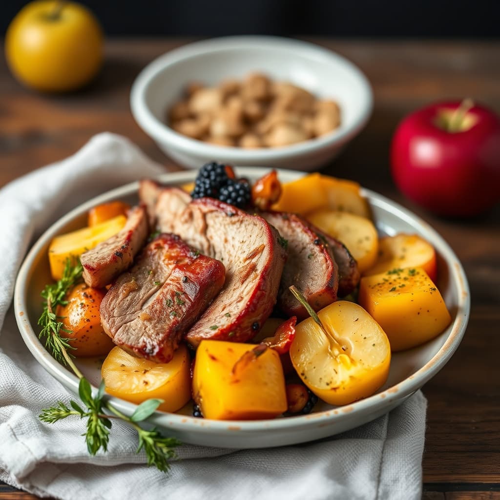 Svinekjøtt med squash og epler