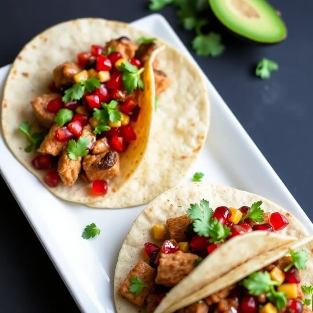 Svinekjøtt og granateple luftige tacos