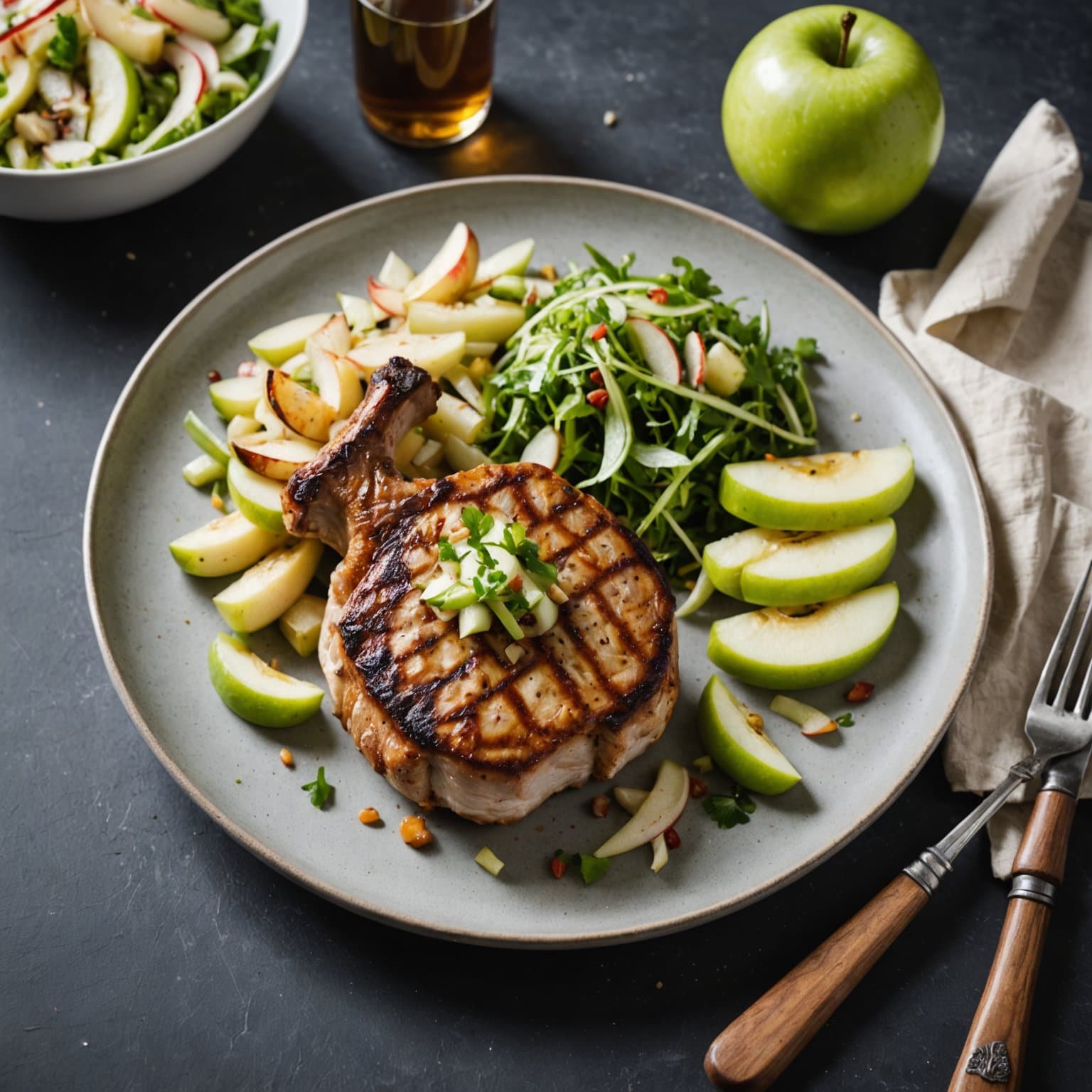 Svinekjøttkotelett med eple- og sellerirotsalat