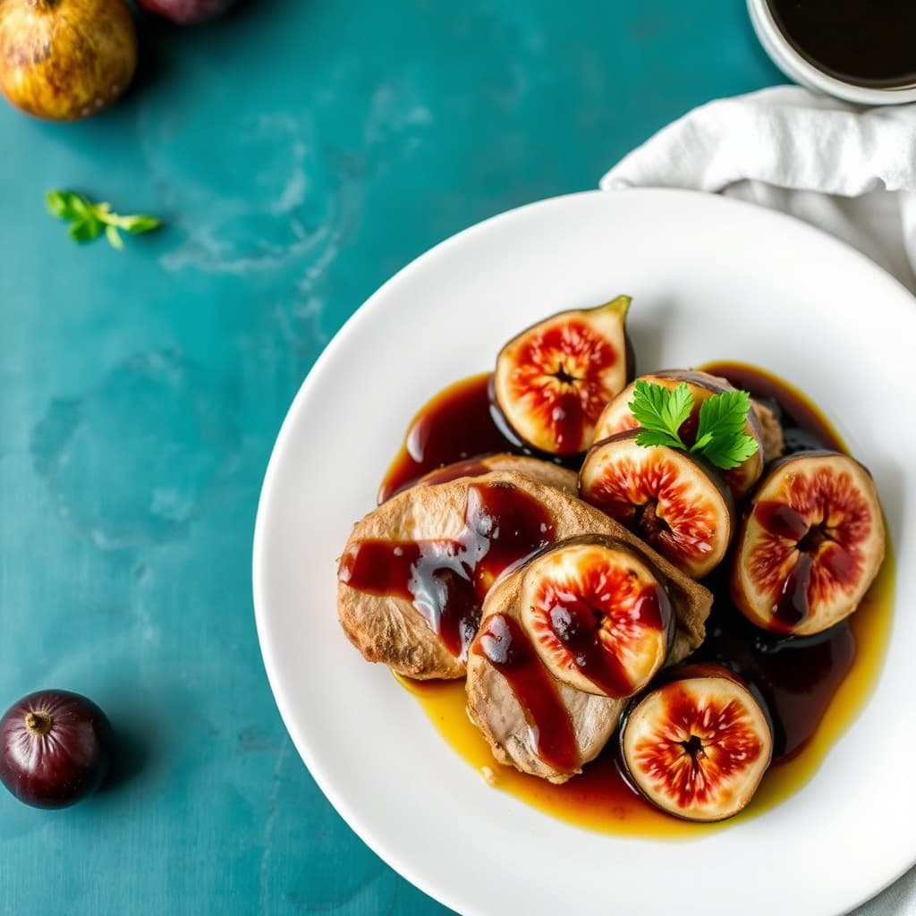 Svinekjøttkoteletter med fiken og balsamicoeddik