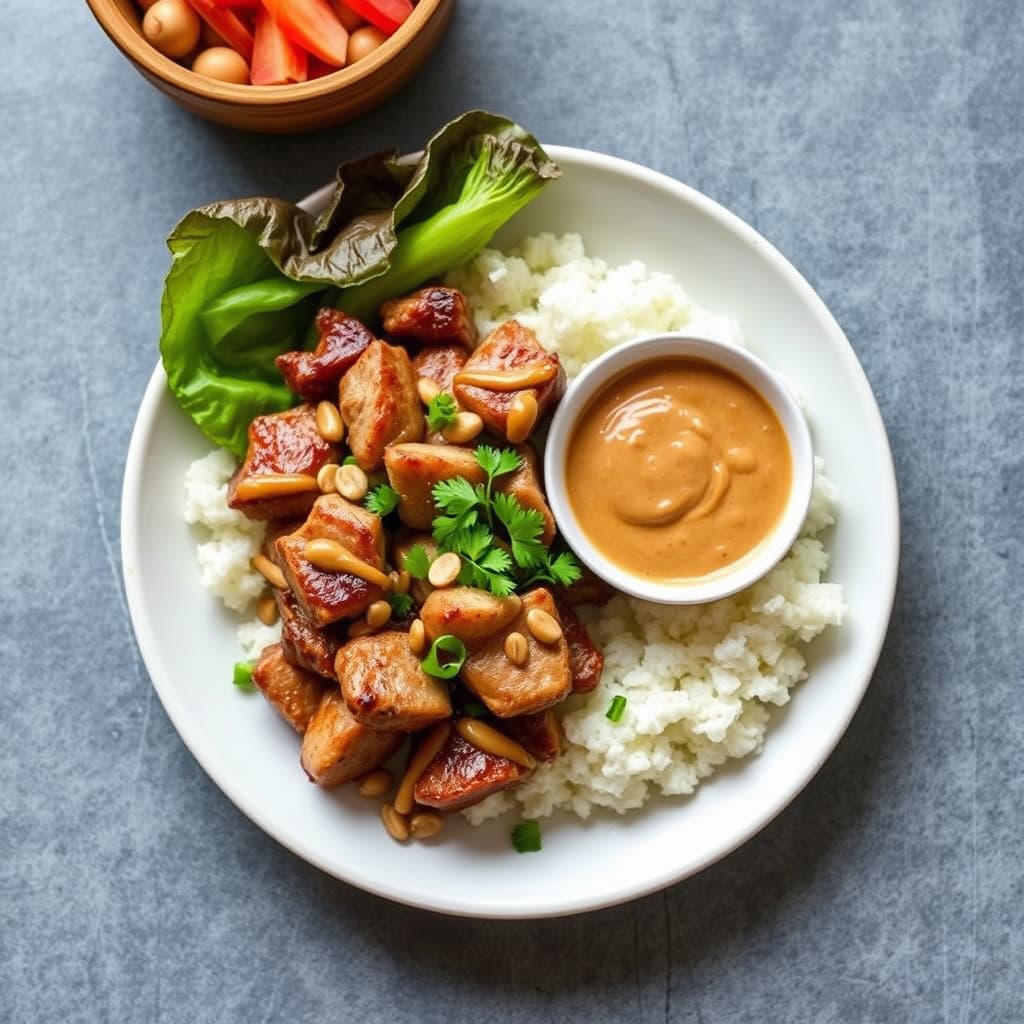 Svinekjøttspyd med peanøttsaus