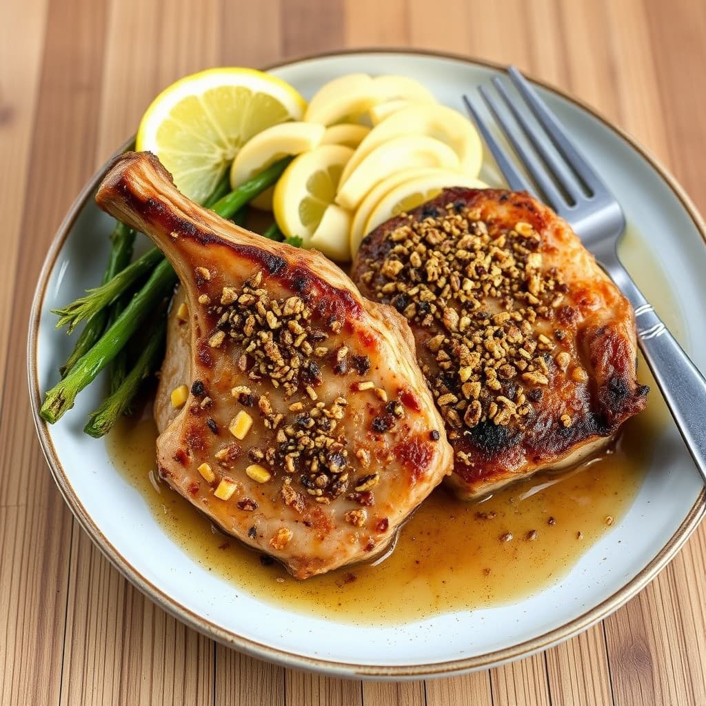 Svinekoteletter med karve-kruste