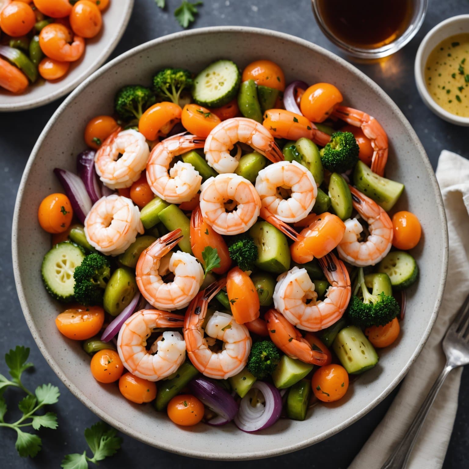 Sylteagurkede reker og grønnsaker