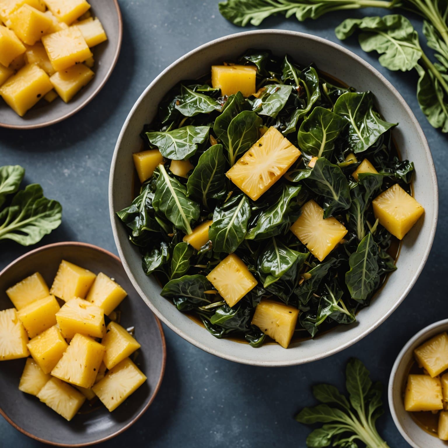Syltede collard greens med ananas