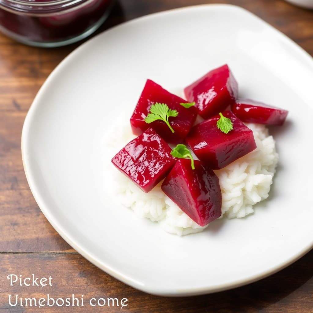 Syltede umeboshi-syltede rødbeter