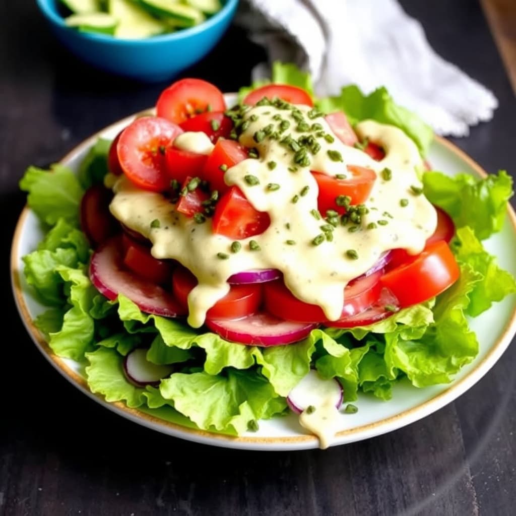 Syv-lags salat med dill- og kapersdressing