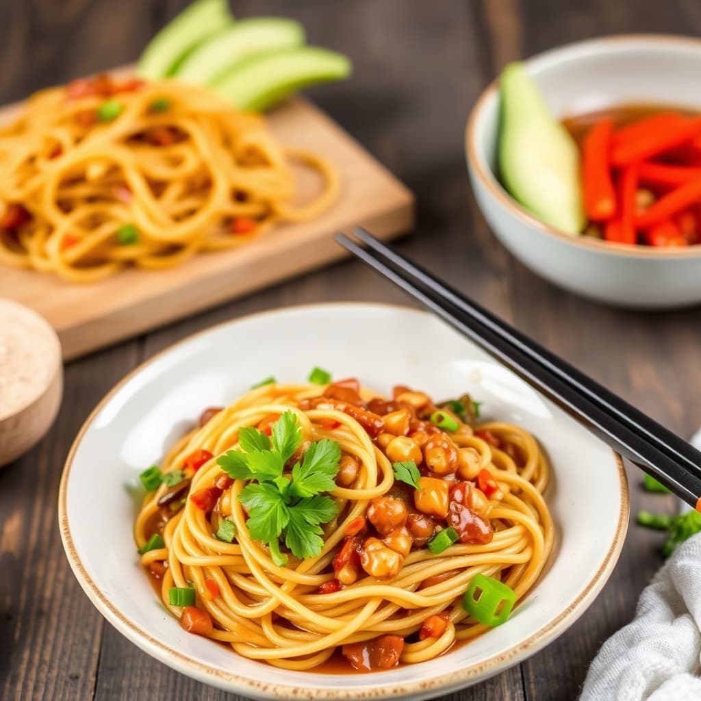 Szechuan-nudler med peanøttsaus