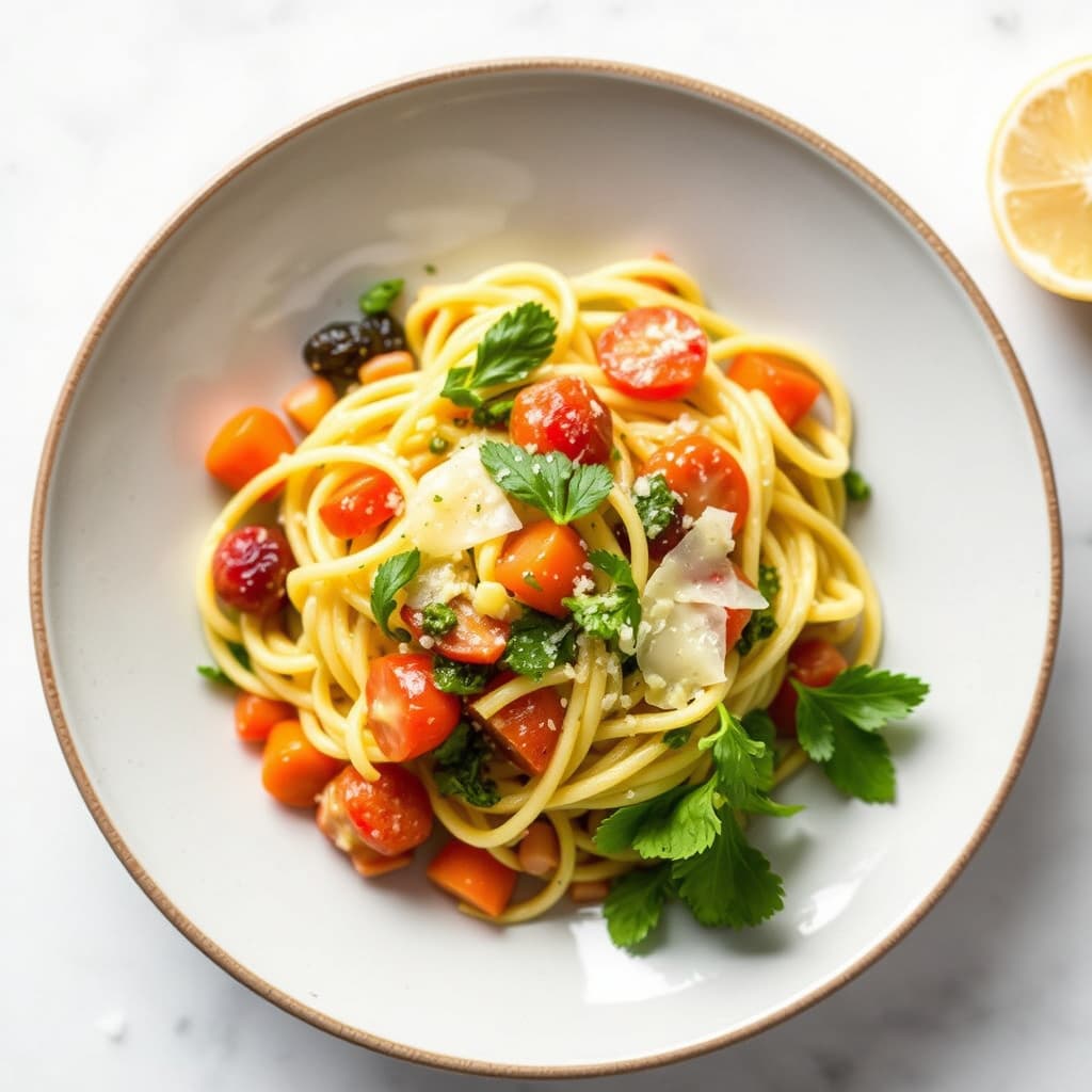 Tagliatelle med babygrønnsaker og sitron-parmesansaus