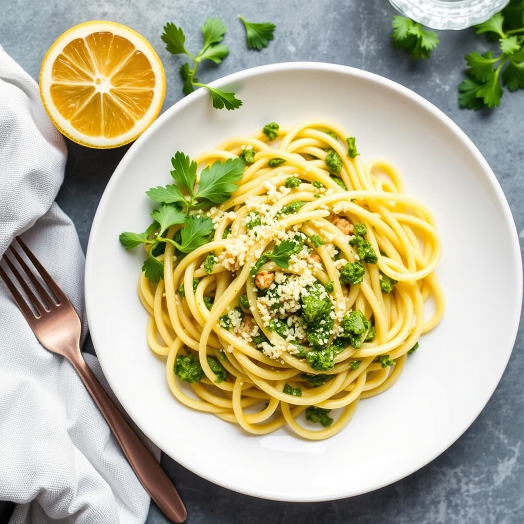 Tagliatelle med korianderpesto
