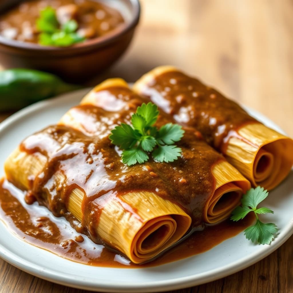 Tamales med Mole Poblano