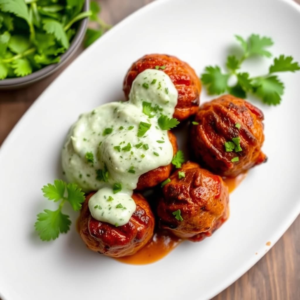 Tandoorikjøttboller med korianderraita