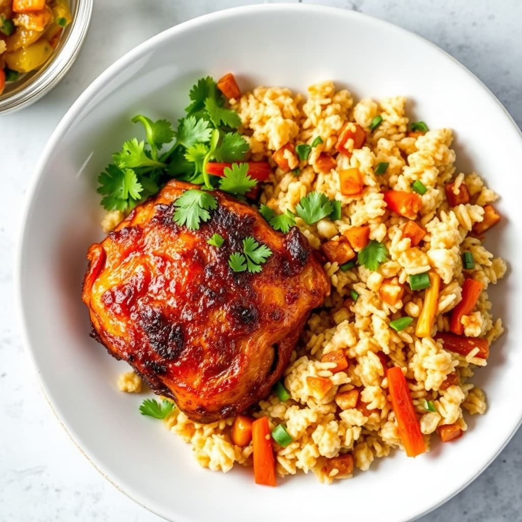 Tandoorikyllinglår med syltede grønnsaker og ris