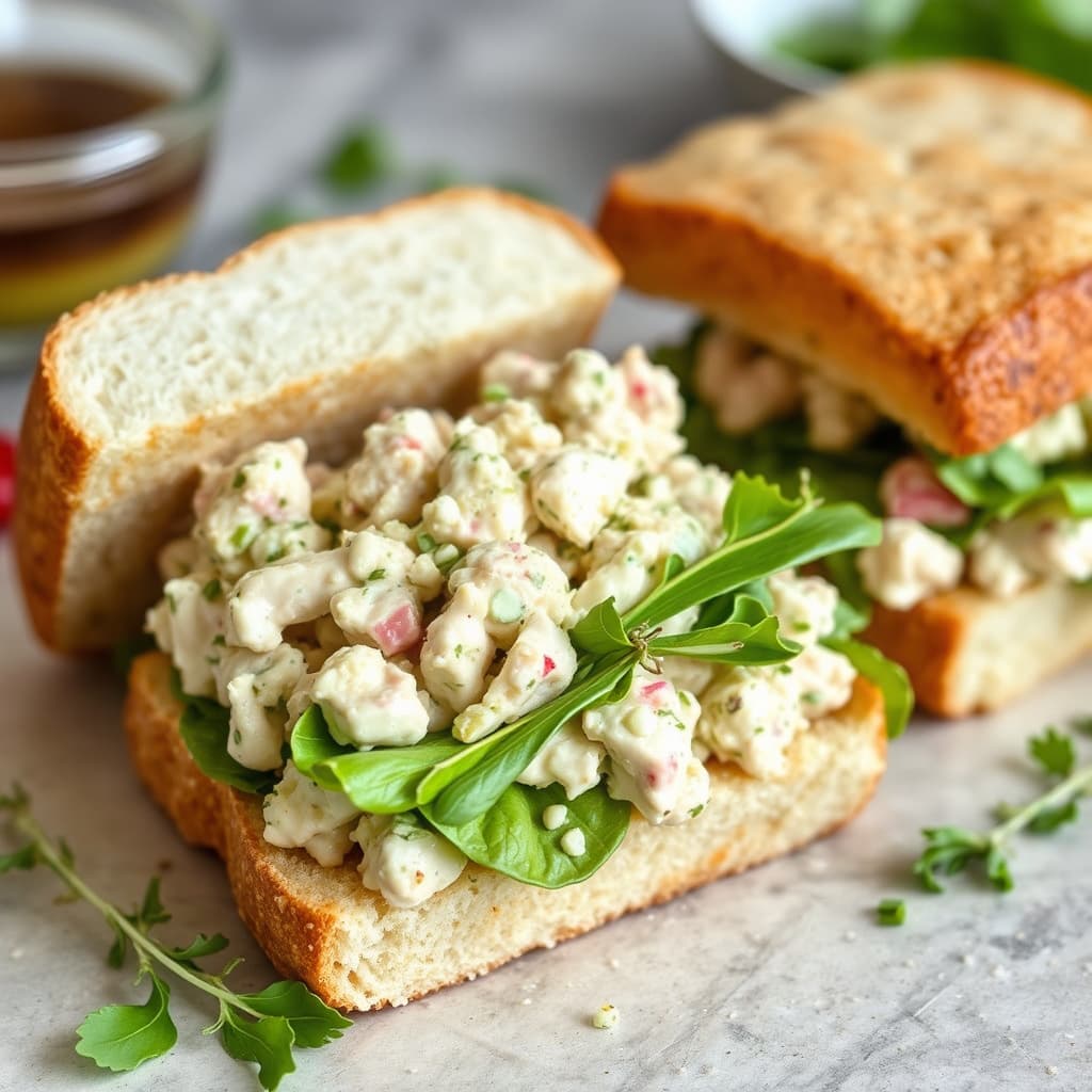 Tarragon kyllingsalat-sandwiches