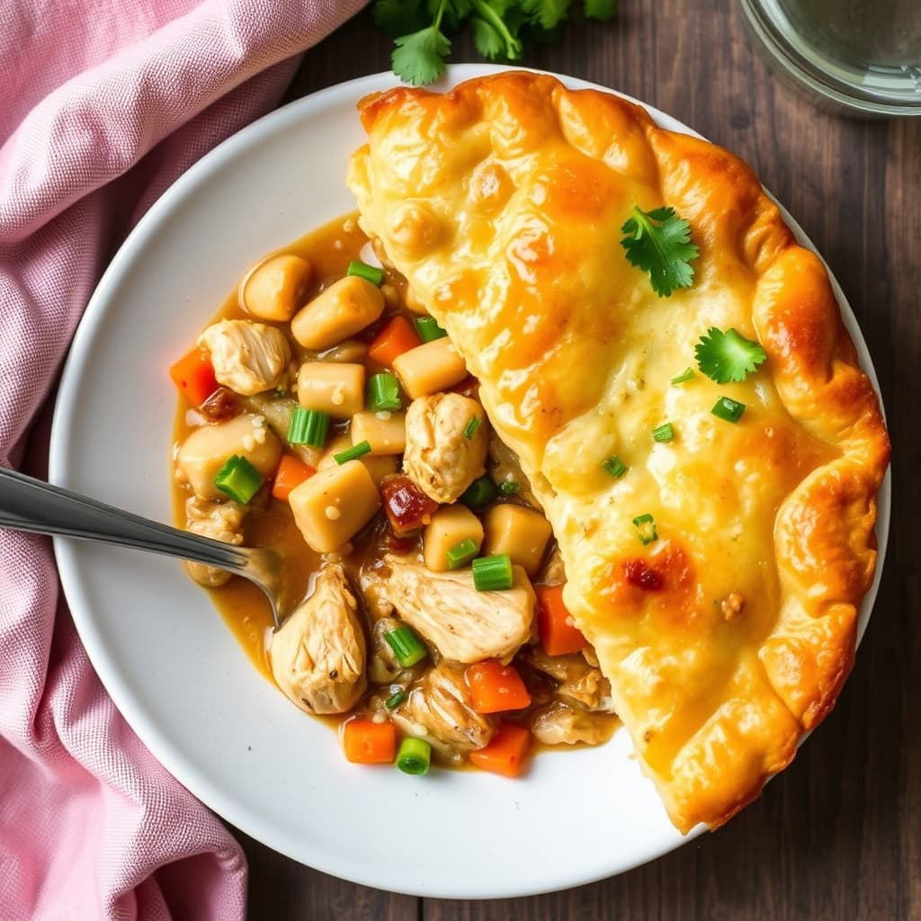 Teriyaki kylling og ingefærgrønnsaksgryte i paiform