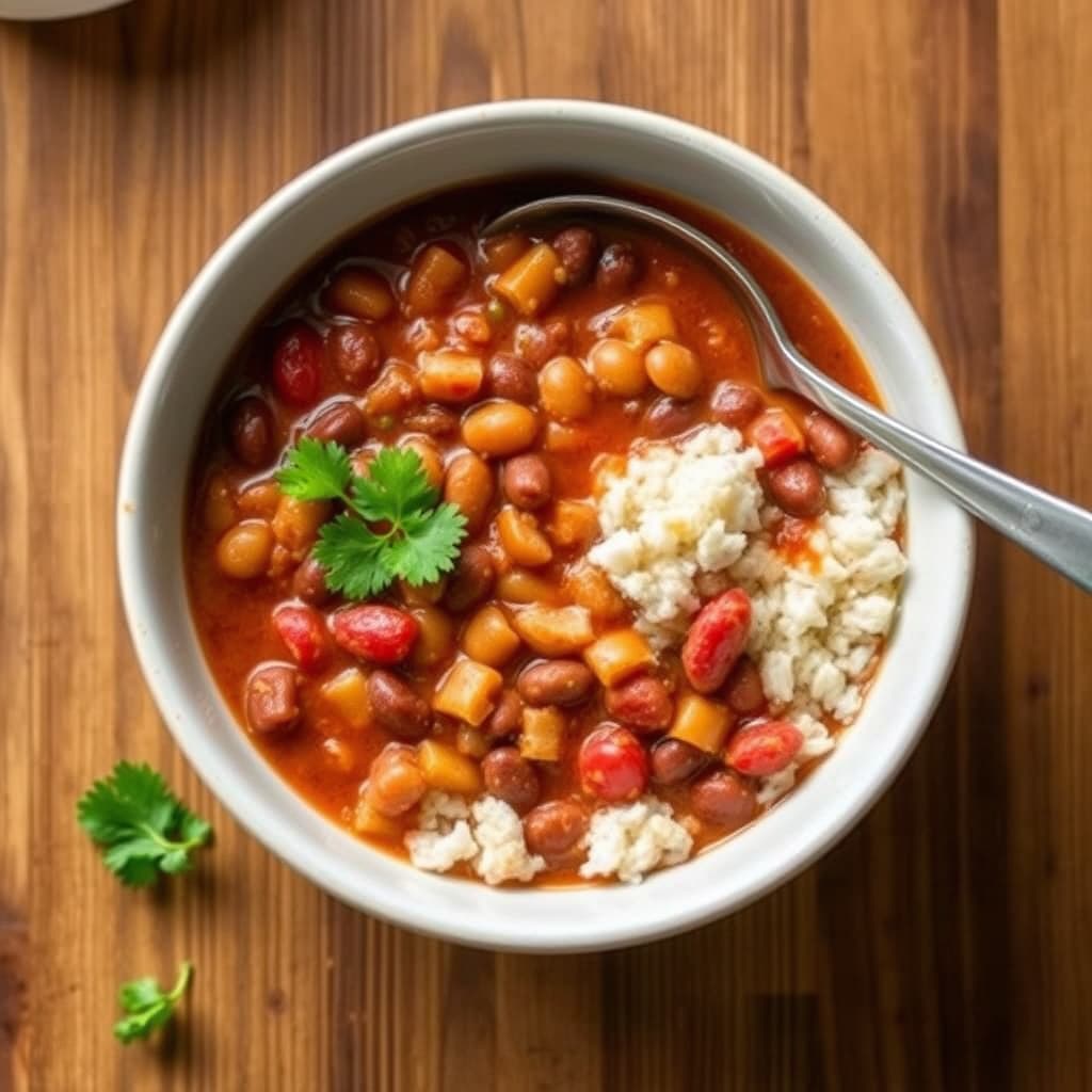 Tex-Mex bønnesuppe med ris