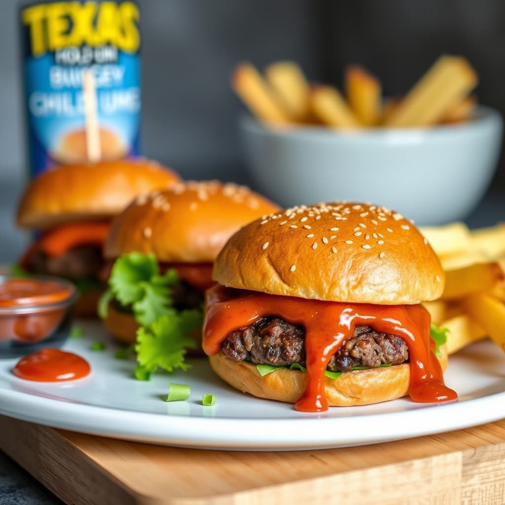 Texas Hold-Ums Mini Chipotle Biffburgere med varm, ildrøstet hvitløksketsjup