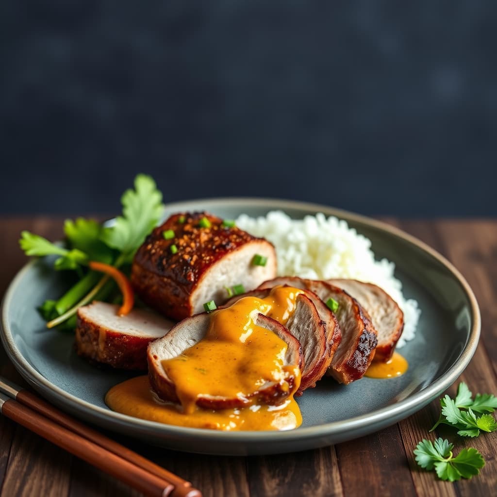 Thailandsk-inspirert svinenakke med appelsin-karri-saus