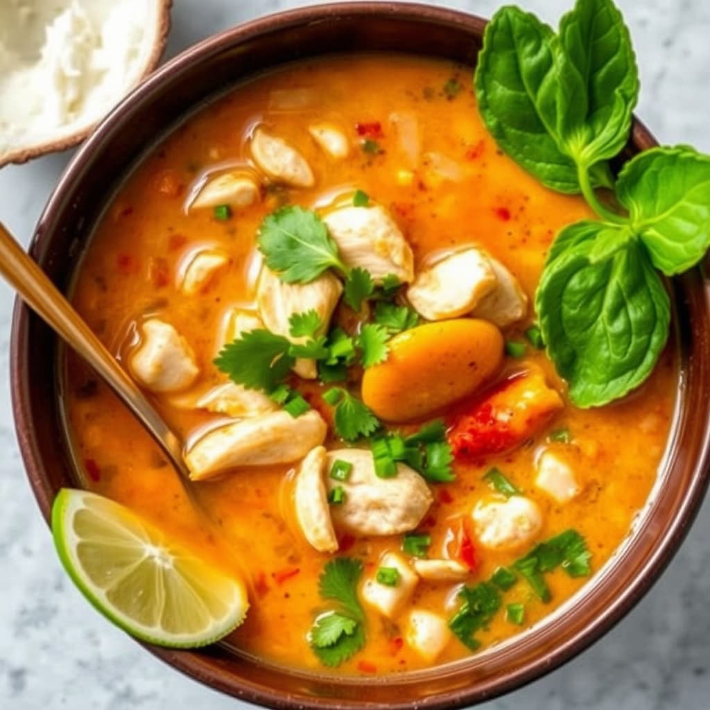 Thailandsk kylling- og kokosnasksuppe