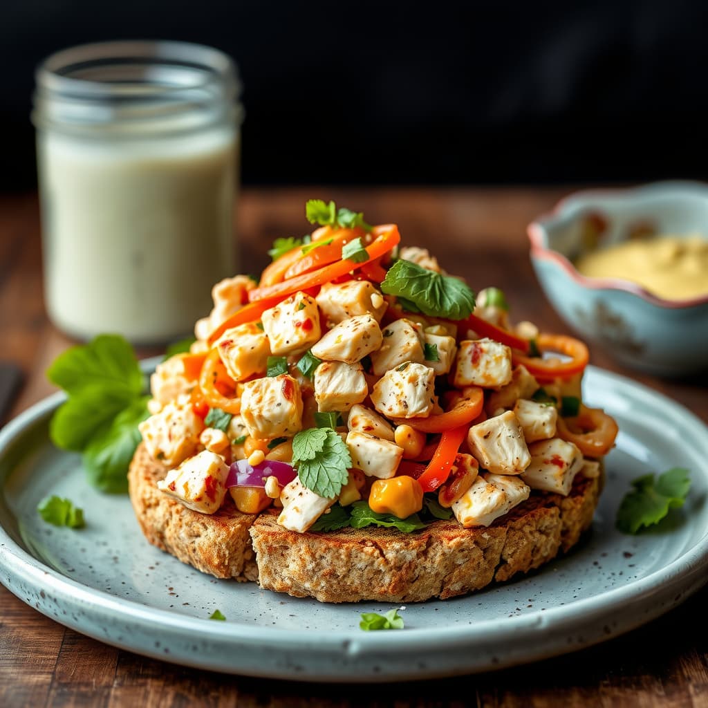 Thailandsk kyllingsalat med spisskummen og hurtigbakte brød