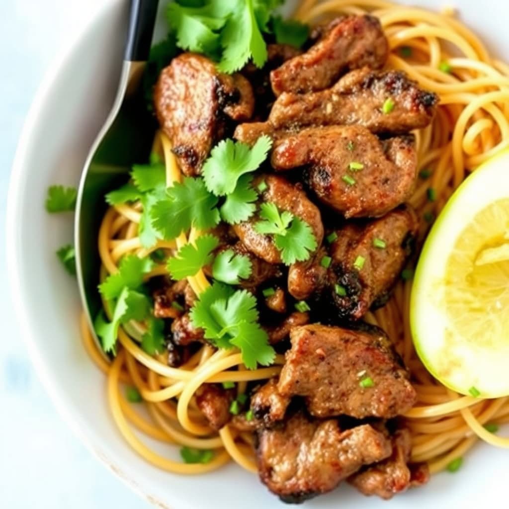 Thailandsk nudelsalat med biff