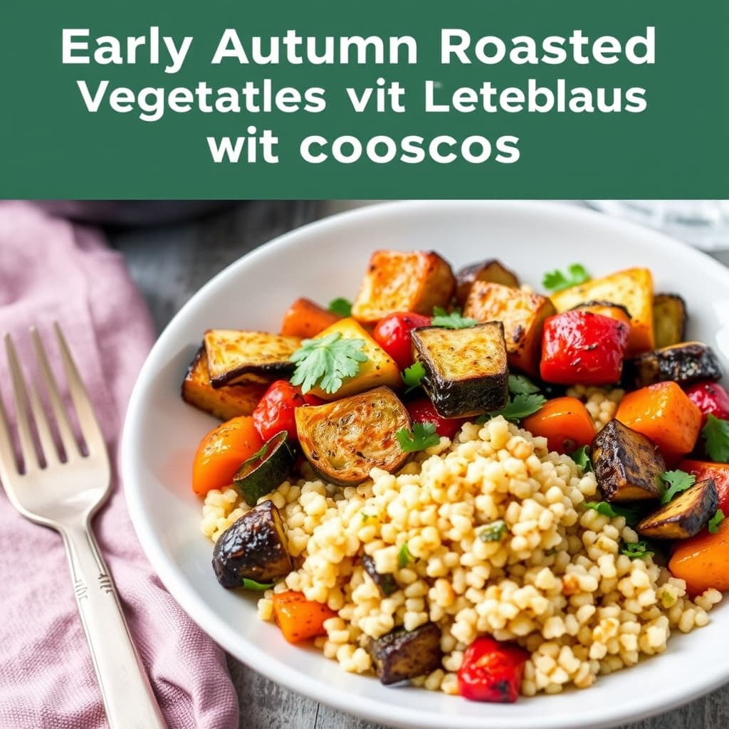 Tidlig høst ovnsbakte grønnsaker med couscous