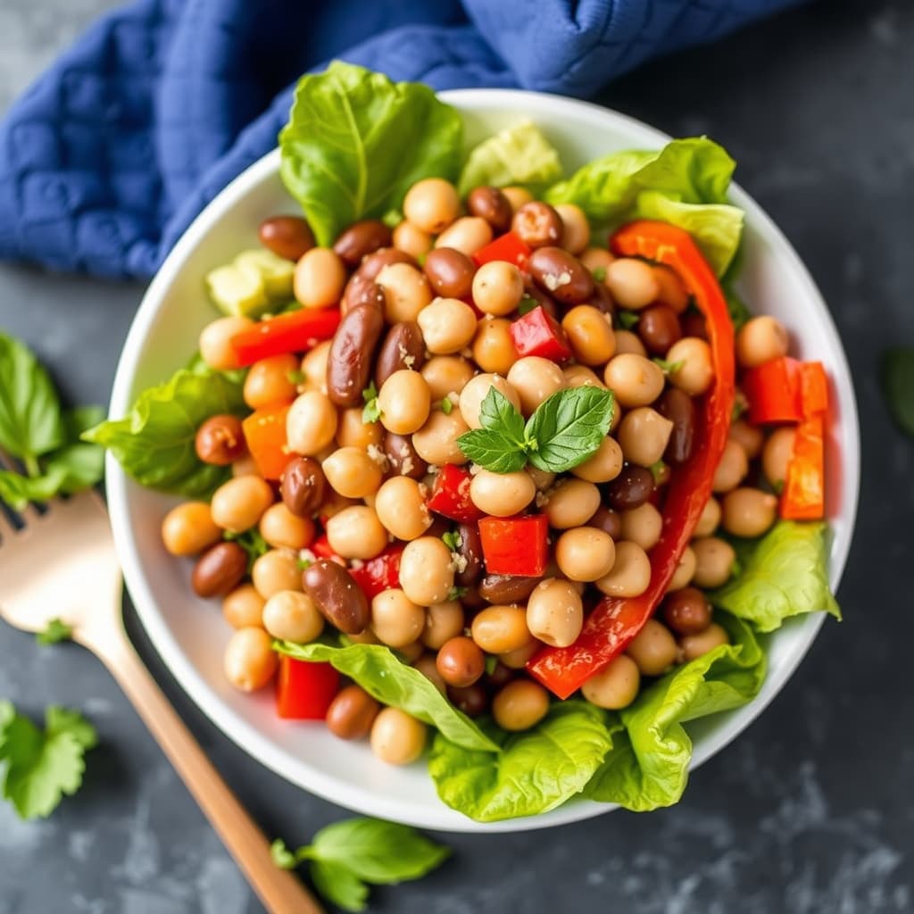 To-Bean- og Ristet Rød Paprika Salat