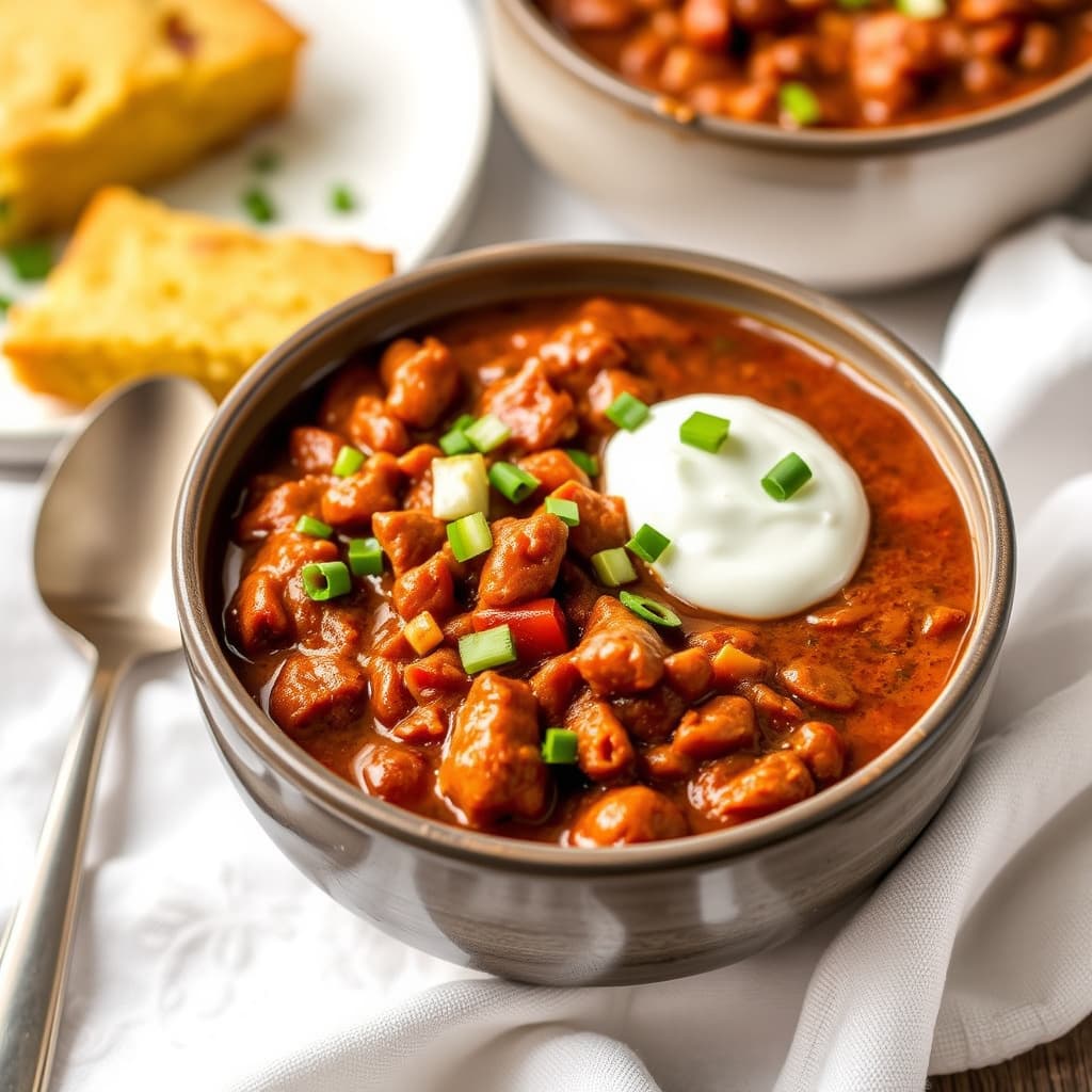 To-Meat Chili med Vårløk og Maisbrød