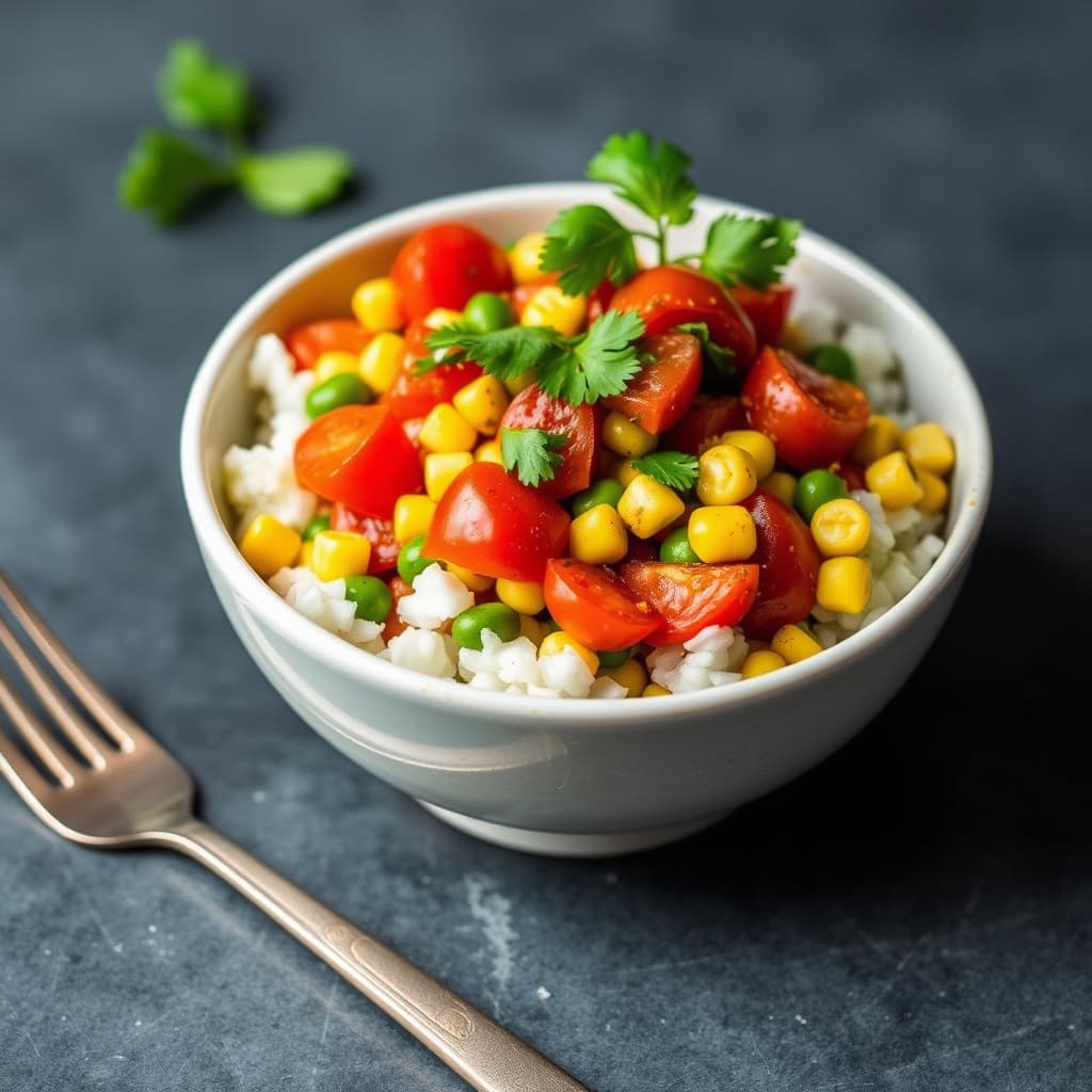 Tomat, edamame og maisstuing med spisskummen og koriander