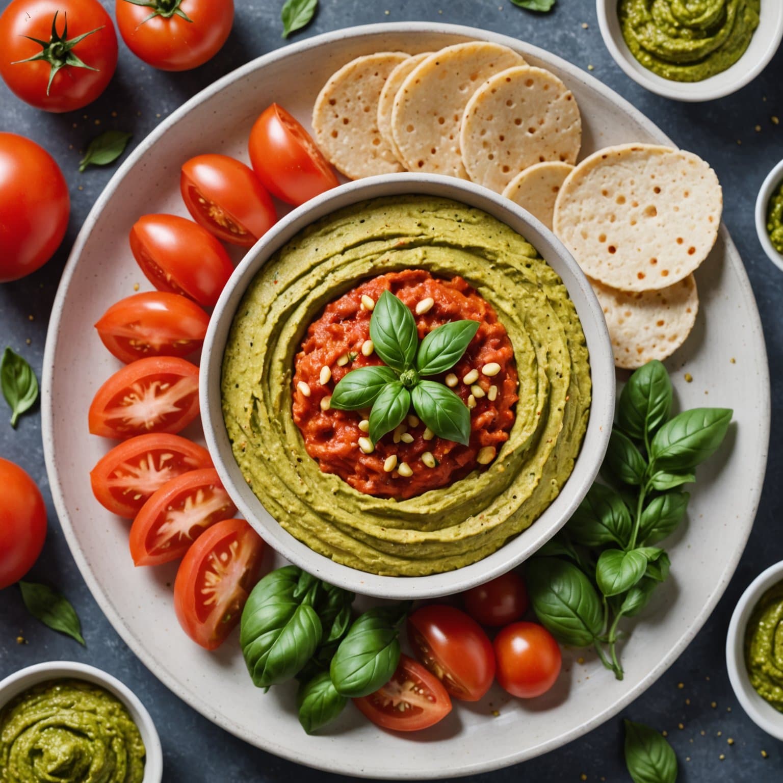 Tomat- og pestohummus