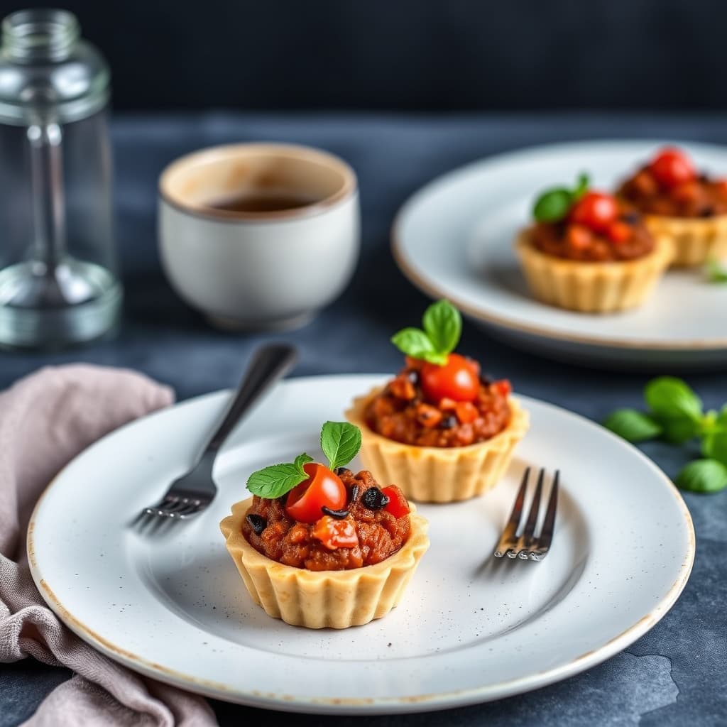 Tomat- og tapenadetartletter