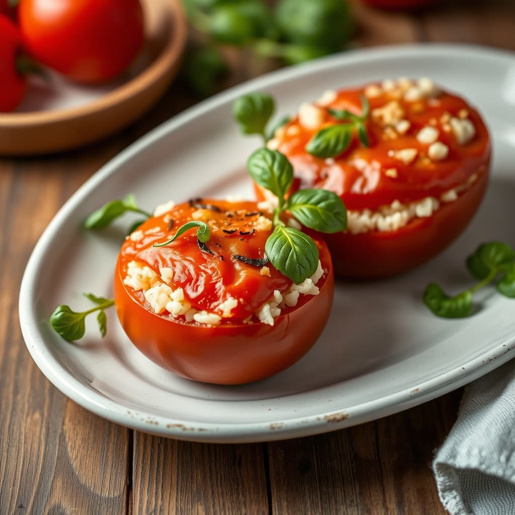 Tomater fylt med ris: Yemistes Domates me Rizi