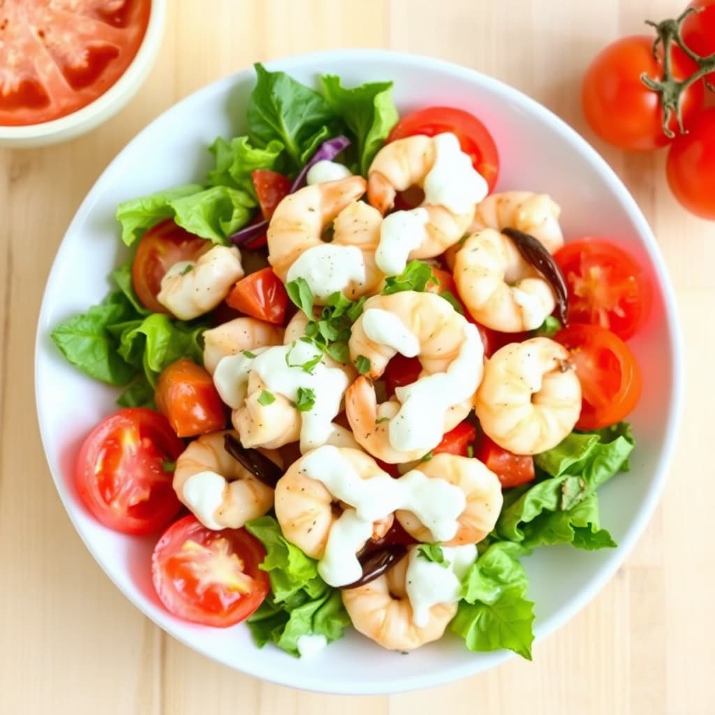 Tomatsalat med reker og horseradishdressing