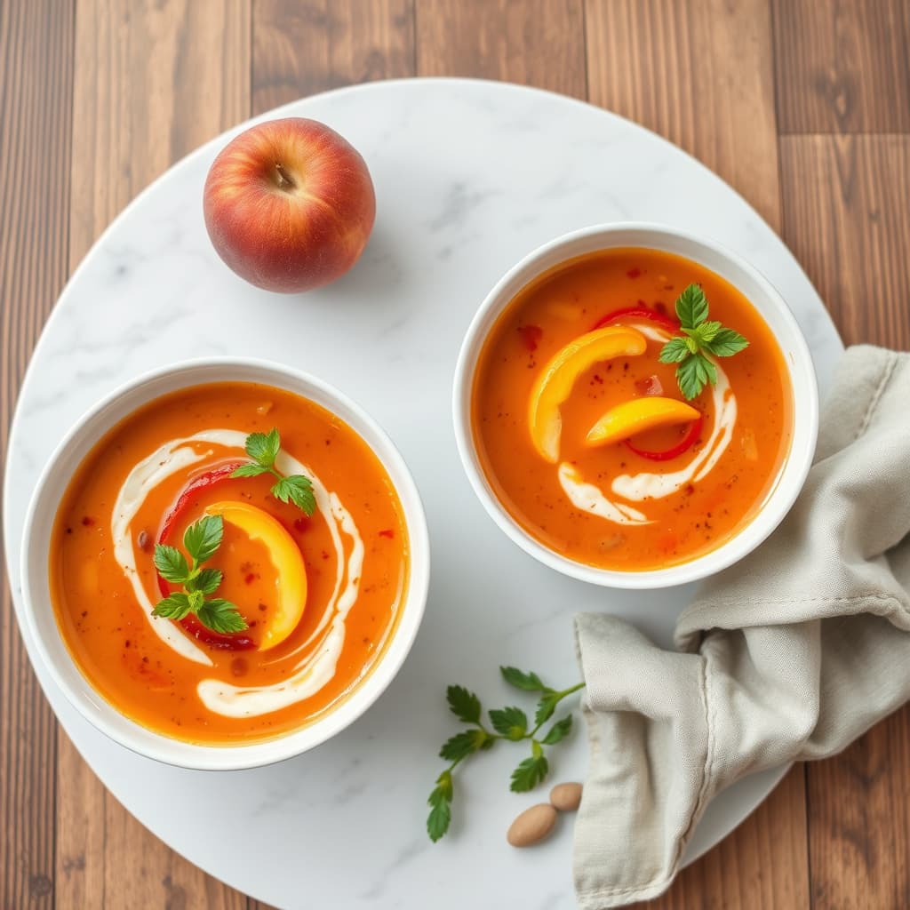 Tomatsuppe og fersken-suppe