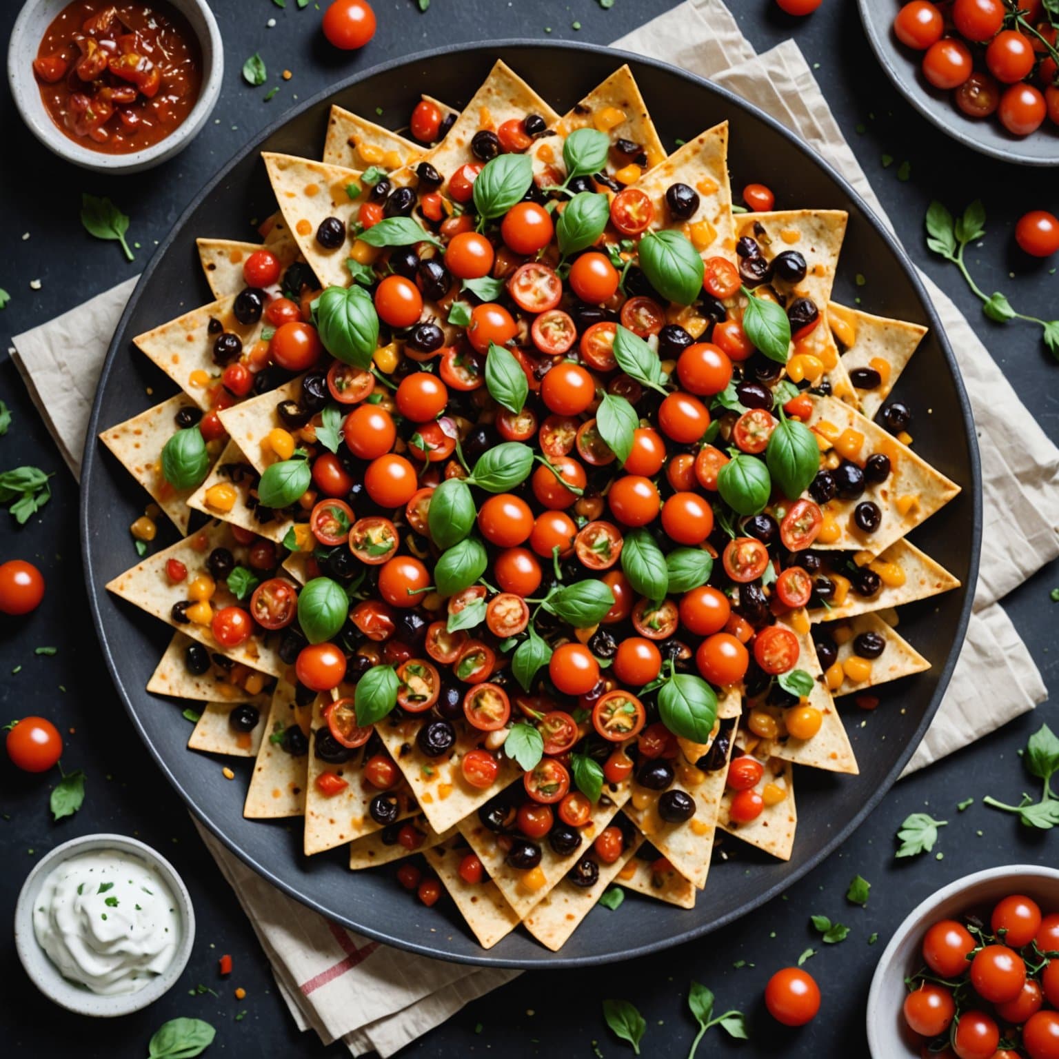 Tørkede cherrytomater nachos